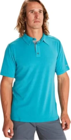 Marmot Wallace Short Sleeve Polo - Men's|-|Polo Wallace - Homme -Marmot Sales Store MAR 43520 7E 7EFront 20Enamel 20Blue 20 20Heather