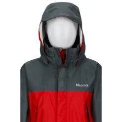 Marmot Boy's PreCip Hardshell Jacket|-|Coquille PreCip Garçons -Marmot Sales Store MAR 50900 7ETeam 20Red 20 20Dark 20Zinc 7EHood