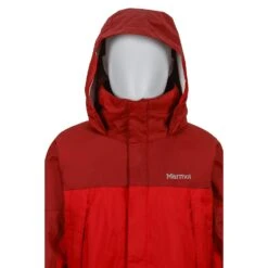 Marmot Boy's PreCip Hardshell Jacket|-|Coquille PreCip Garçons -Marmot Sales Store MAR 50900 7E 7EHood 20Close 20Team 20red 20 20Dark 20Crimson